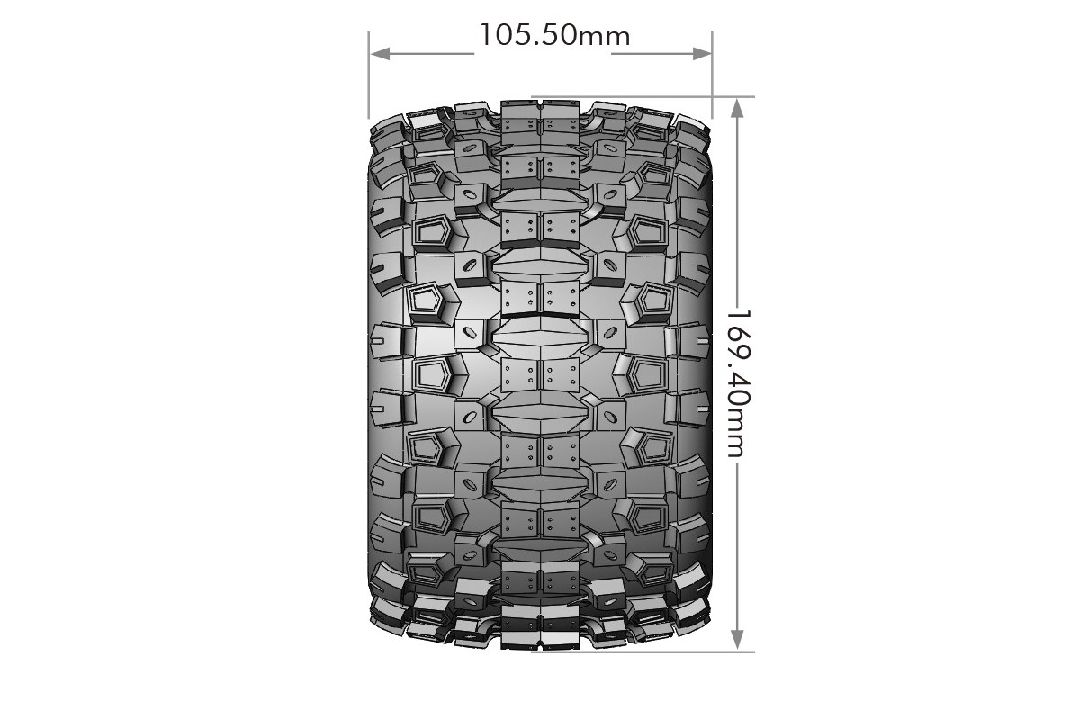 Louise R/C MT-Uphill 3.8"-1/2" Offset, Black Whls 6.7" OD (2) – image 2