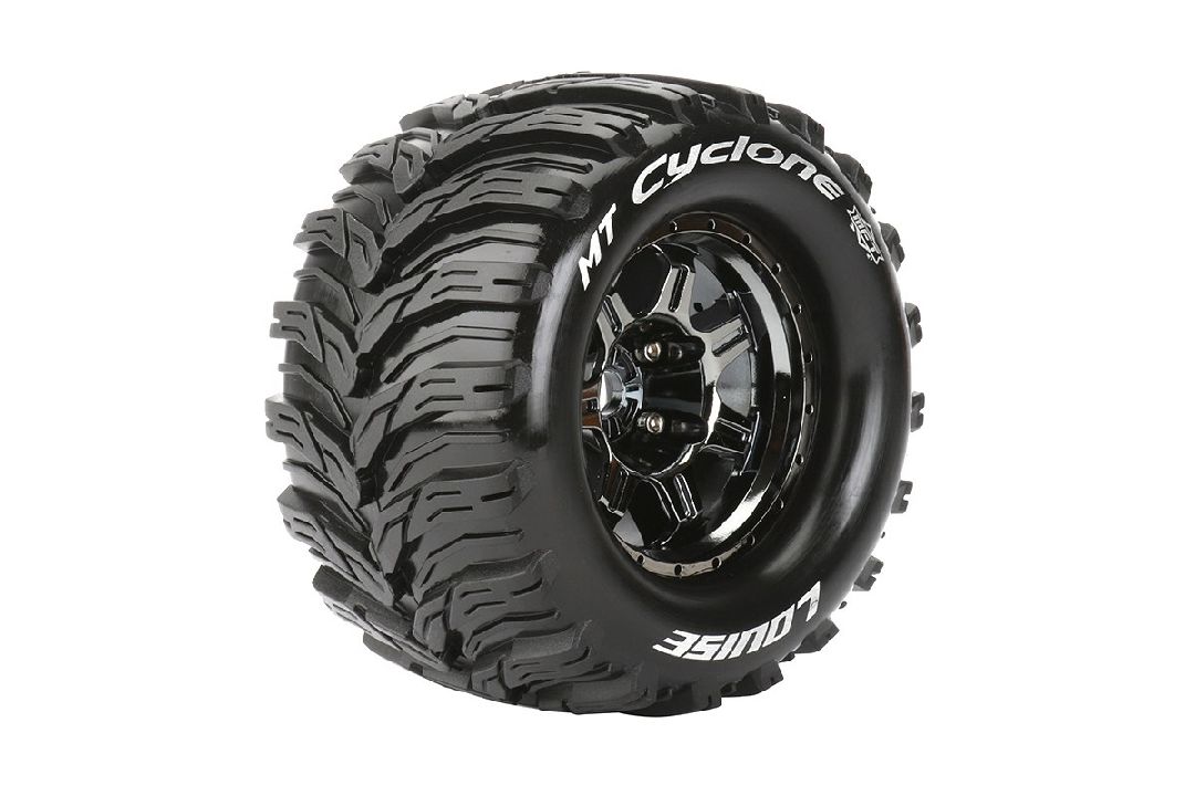 Louise R/C MT-Cyclone 3.8"-1/2" Offset,17mm Hex Blk/Chrm Whl(2)