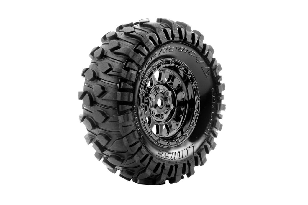 Louise R/C CR-Rowdy 1.9" 12mm Hex Black/Chrome Whls 4.2" OD (2)