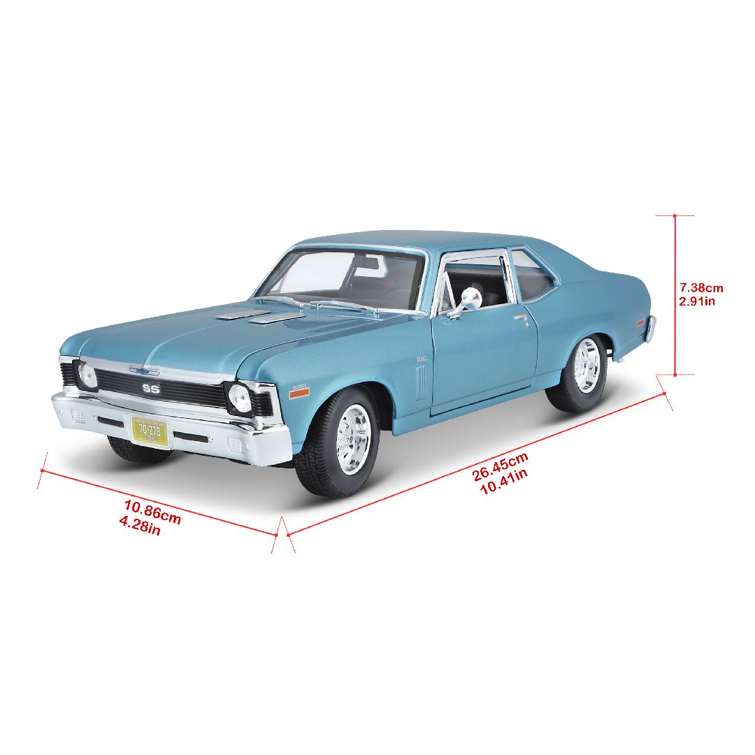 Maisto 1/18 SE 1970 Chevrolet Nova SS Coupe - Metallic Blue