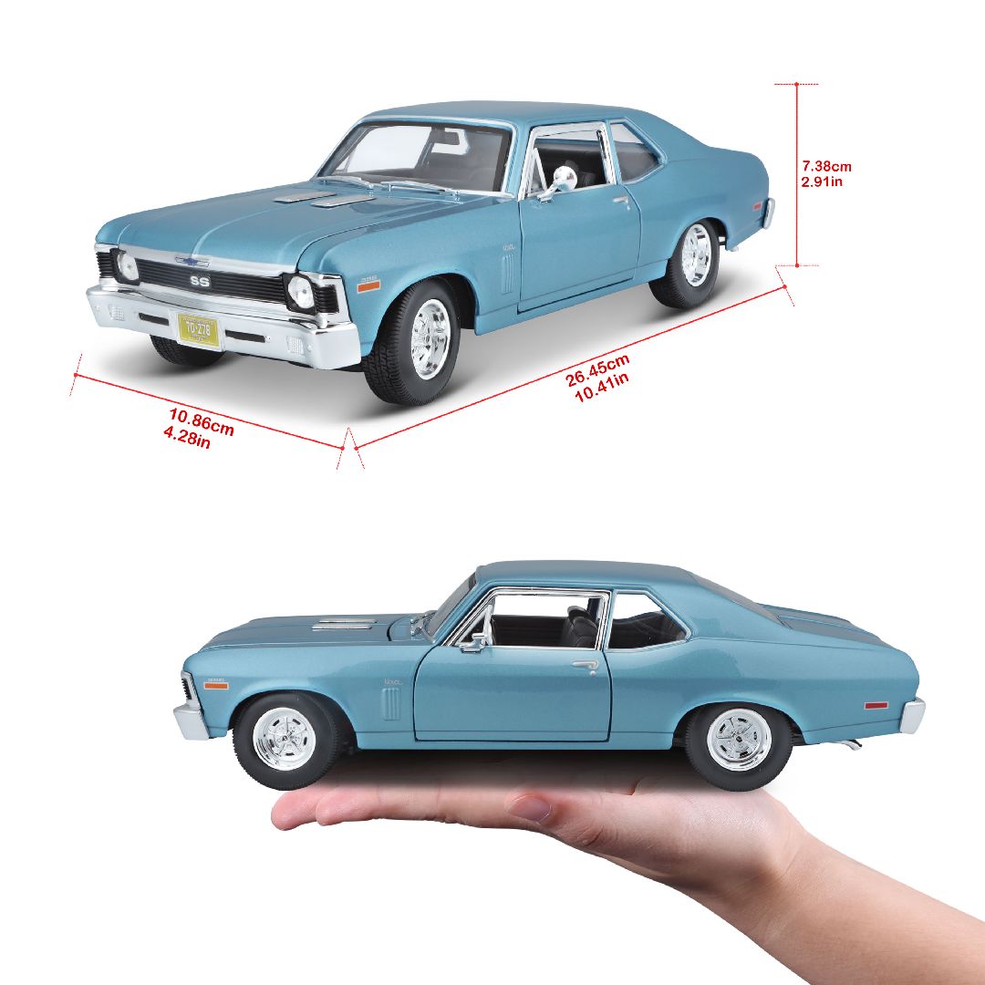 Maisto 1/18 SE 1970 Chevrolet Nova SS Coupe - Metallic Blue