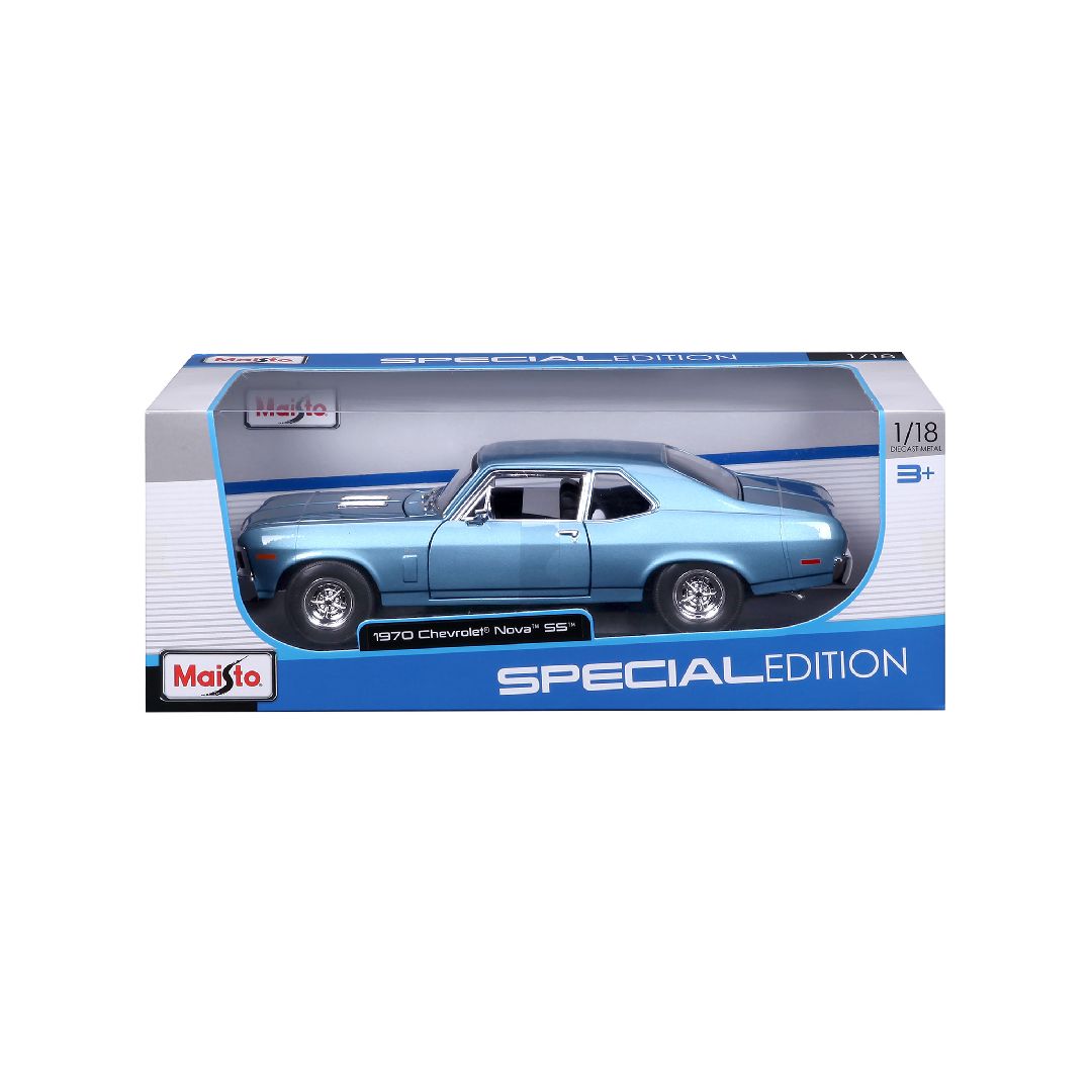 Maisto 1/18 SE 1970 Chevrolet Nova SS Coupe - Metallic Blue