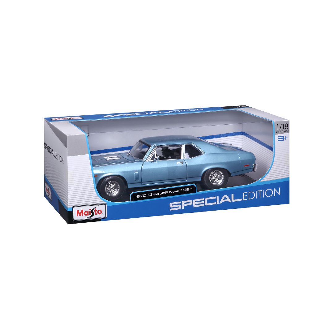 Maisto 1/18 SE 1970 Chevrolet Nova SS Coupe - Metallic Blue