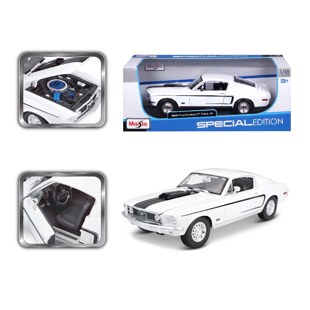 Maisto 1/18 SE 1968 Ford Mustang GT Cobra Jet - White