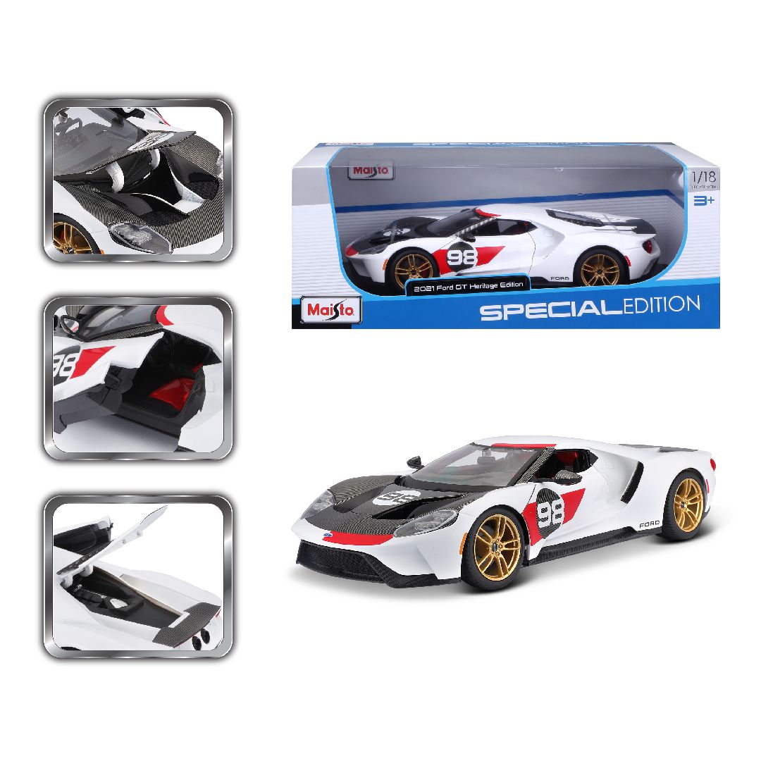 Maisto 1/18 SE 2021 GT Heritage Series - White/Black/Red#98