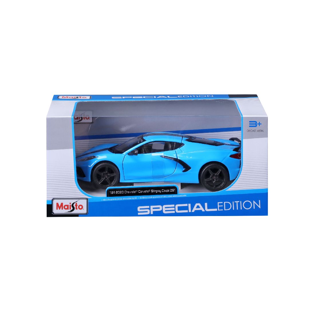 Maisto 1/24 SE 2020 Corvette Stingray Z51 - Blue W/Blk Stripe
