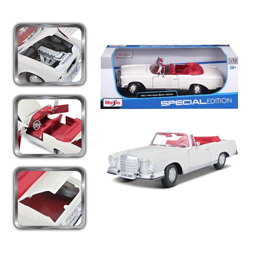 Maisto 1/18 SE 1967 Mercedes-Benz 280SE Cabrio - Cream