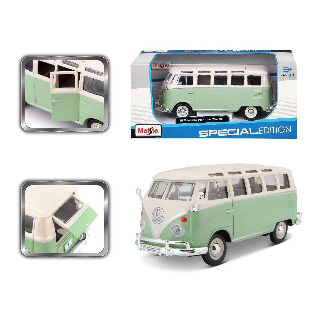Maisto 1/25 SE Volkswagen Van "Samba" - Green/Cream