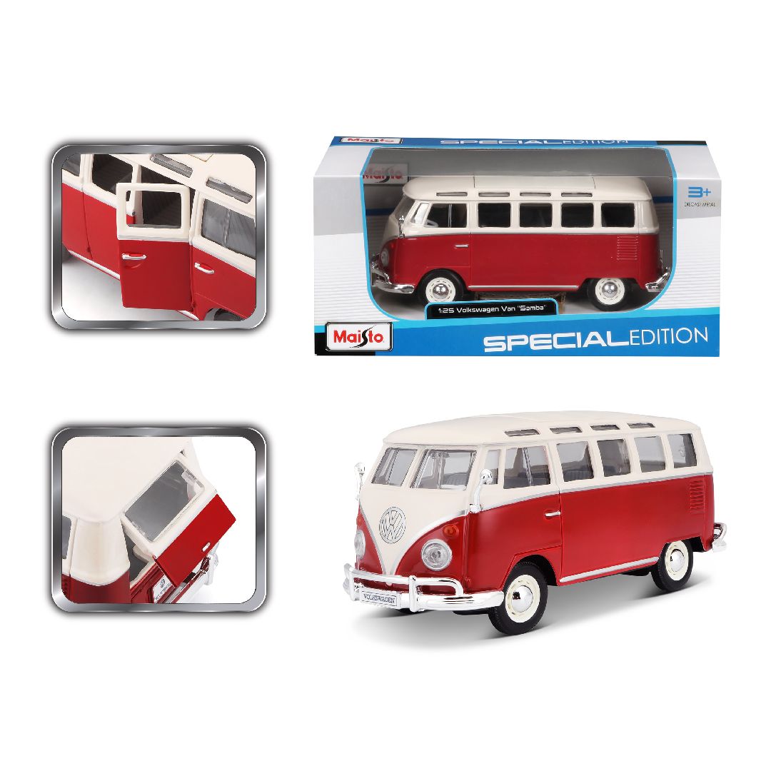 Maisto 1/25 SE Volkswagen Van "Samba" (White/Red)