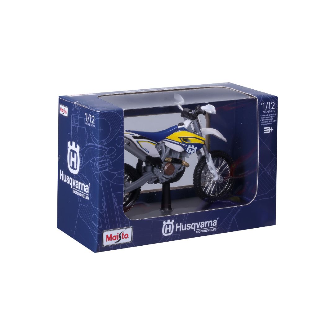 Maisto 1/12 MC SE Husqvarna FE 501 w/stand - Blue/White