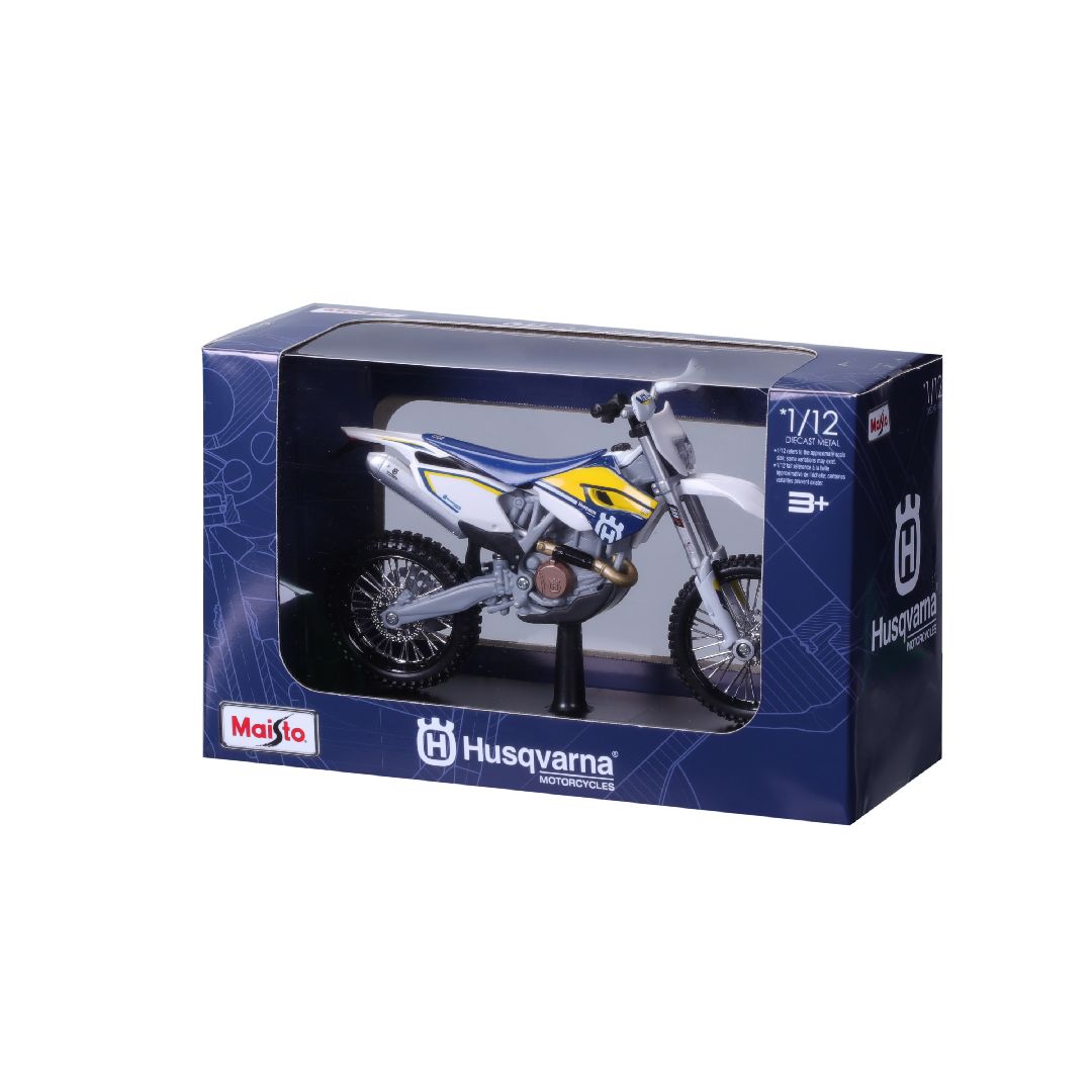 Maisto 1/12 MC SE Husqvarna FE 501 w/stand - Blue/White
