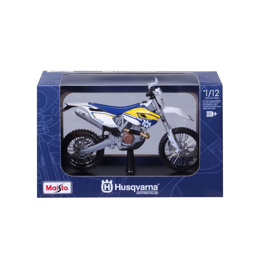 Maisto 1/12 MC SE Husqvarna FE 501 w/stand - Blue/White