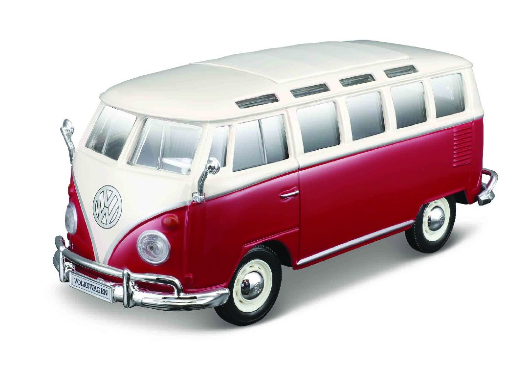 Maisto 1/25 1962 AL VW Samba Van (White/Red)