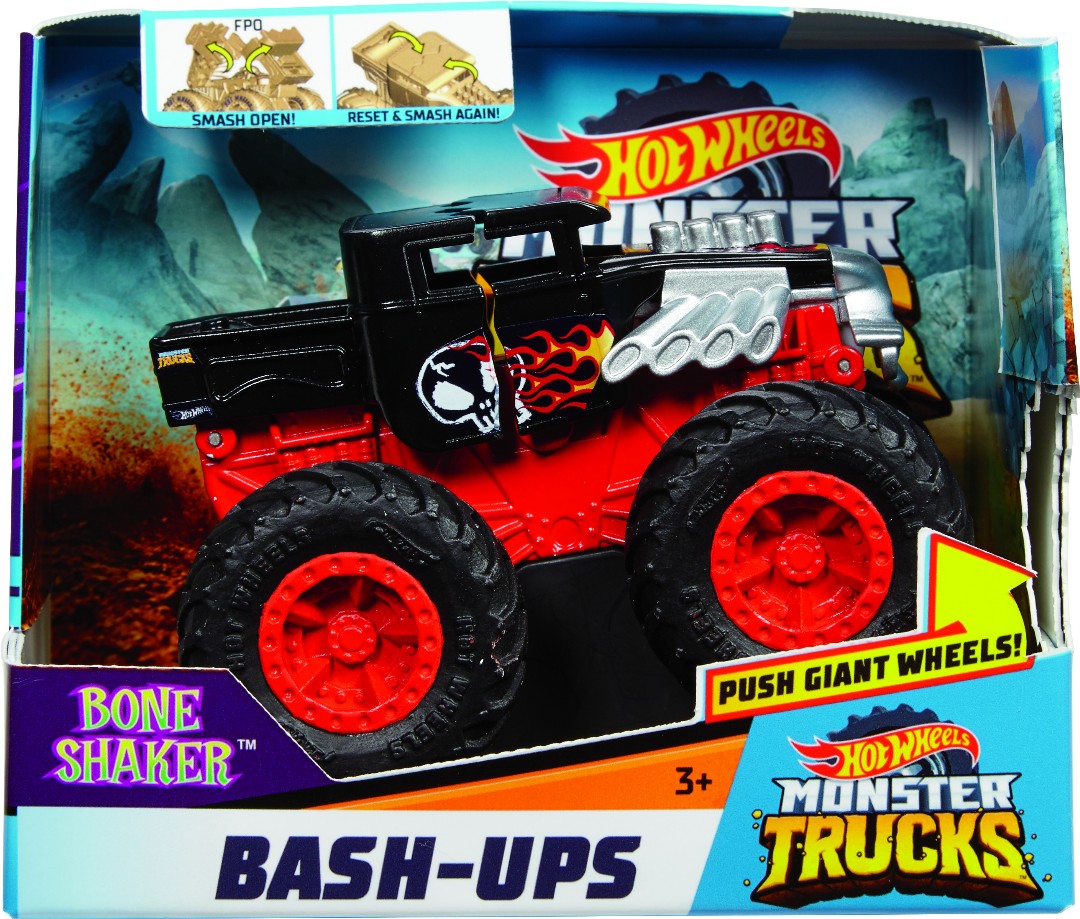 Hot Wheels Monster Trucks 1/43 Bash Ups Assortment (4 Pkg/Box)