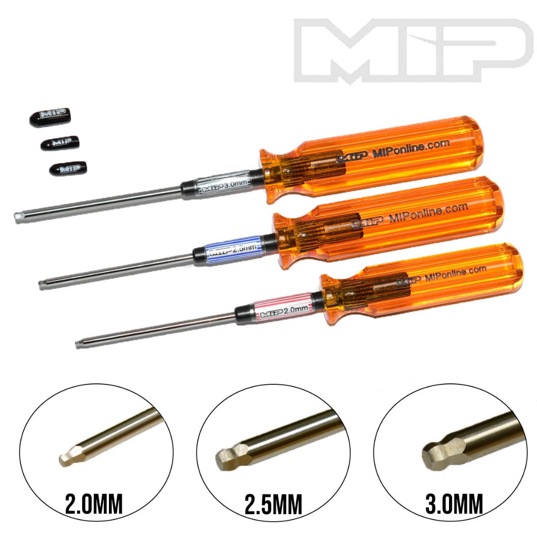 MIP Hex Driver Ball Wrench Set, Metric (3),2.0mm, 2.5mm, & 3.0mm