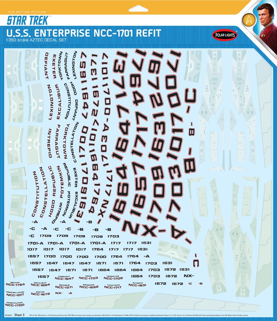 MKA 1/350 Star Trek U.S.S. Enterprise Refit Aztec Decals - Click Image to Close
