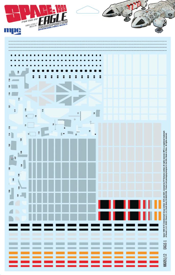 MKA 1/48 Space: 1999 22" Eagle Transporter Paneling Decals