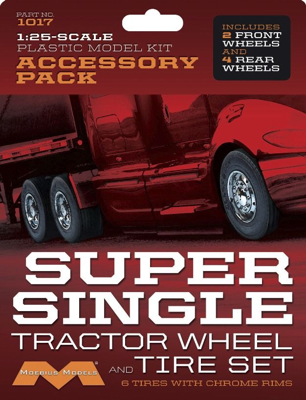 Moebius 1/25 Super Single Tractor Wheels/Tires Set 6 pack