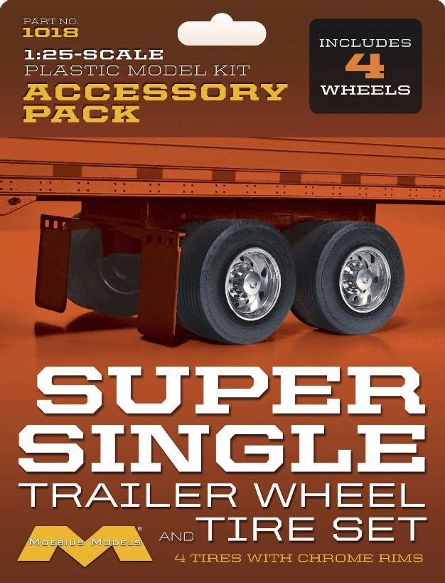 Moebius 1/25 Super Single Trailer Wheels/Tires Set 4 pack