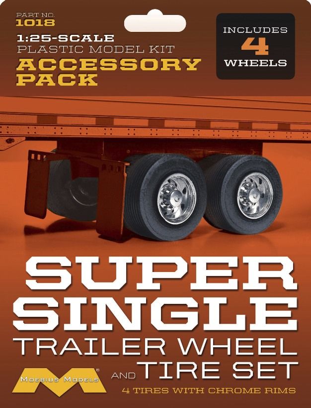 Moebius 1/25 Super Single Trailer Wheels/Tires Set 4 pack - Click Image to Close