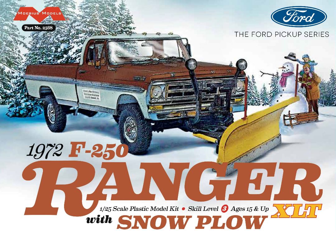 Moebius 1972 Ford F-250 4x4 with Snow Plow 1/25 Model Kit - Click Image to Close