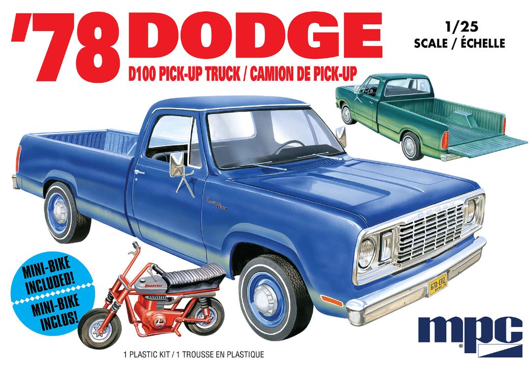 MPC 1978 Dodge D100 Custom Pickup (2T) 1/25 Model Kit (Level 2) - Click Image to Close