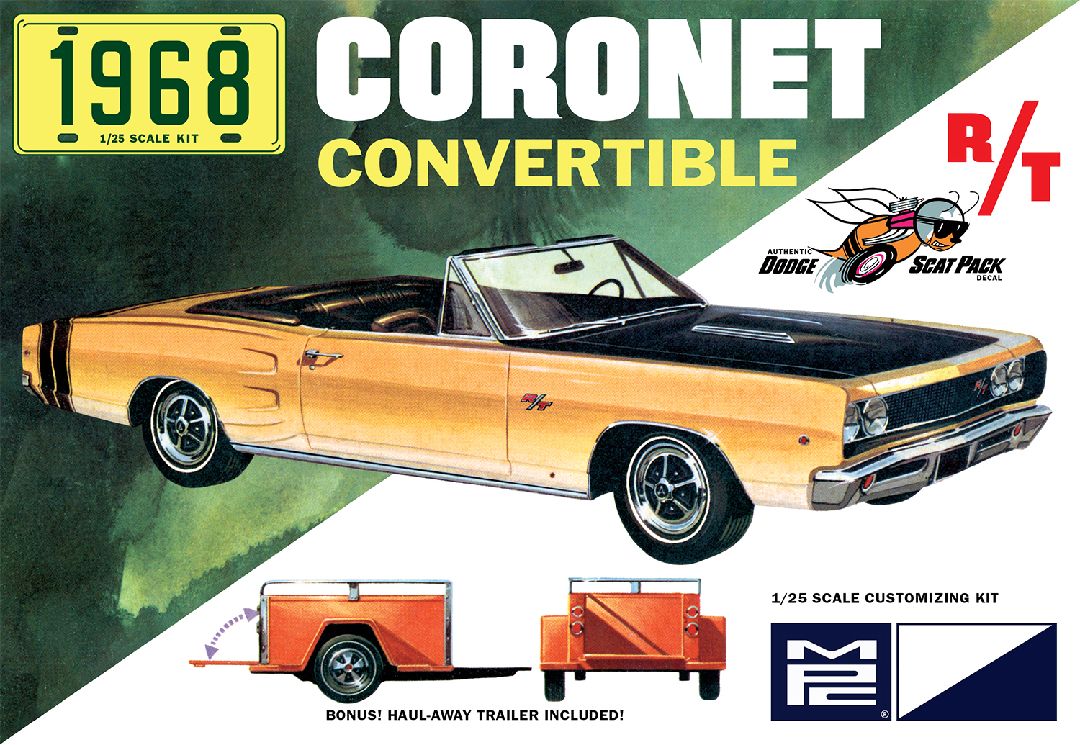 MPC 1968 Dodge Coronet Convertible w/Trailer 1/25 Model Kit