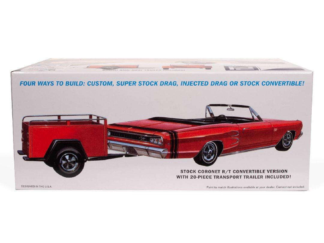 MPC 1968 Dodge Coronet Convertible w/Trailer 1/25 Model Kit - Click Image to Close