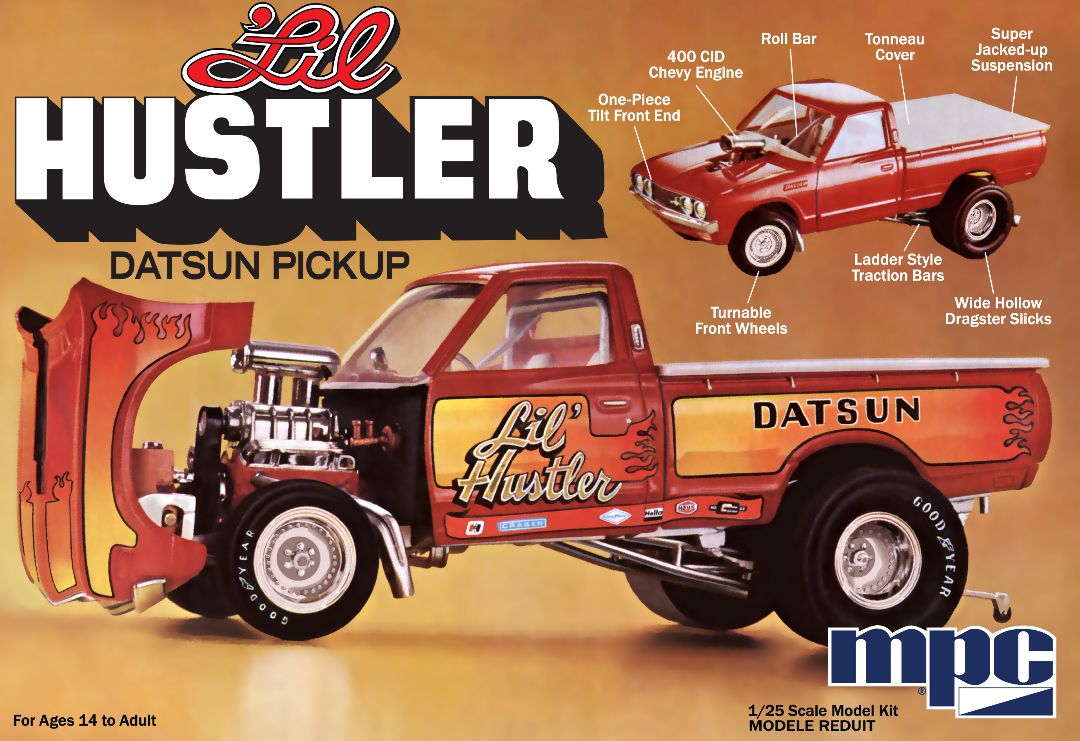 MPC 1975 Datsun Pickup "Li'l Hustler" 1/25 Model Kit (Level 2) - Click Image to Close