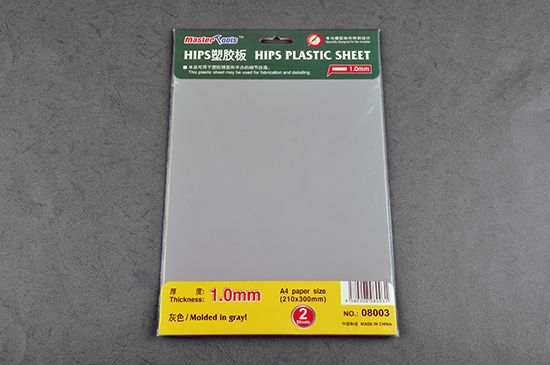 Master Tools 1.0mm HIPS plastic sheet (Styrene) 210mmx300mm (2) - Click Image to Close