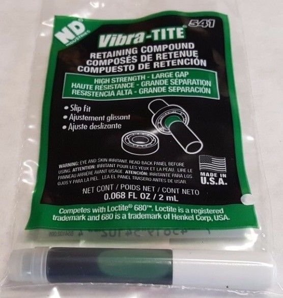 Vibra-Tite 541 High Strength Retaining Compound, 2 ml bullet tube, Green