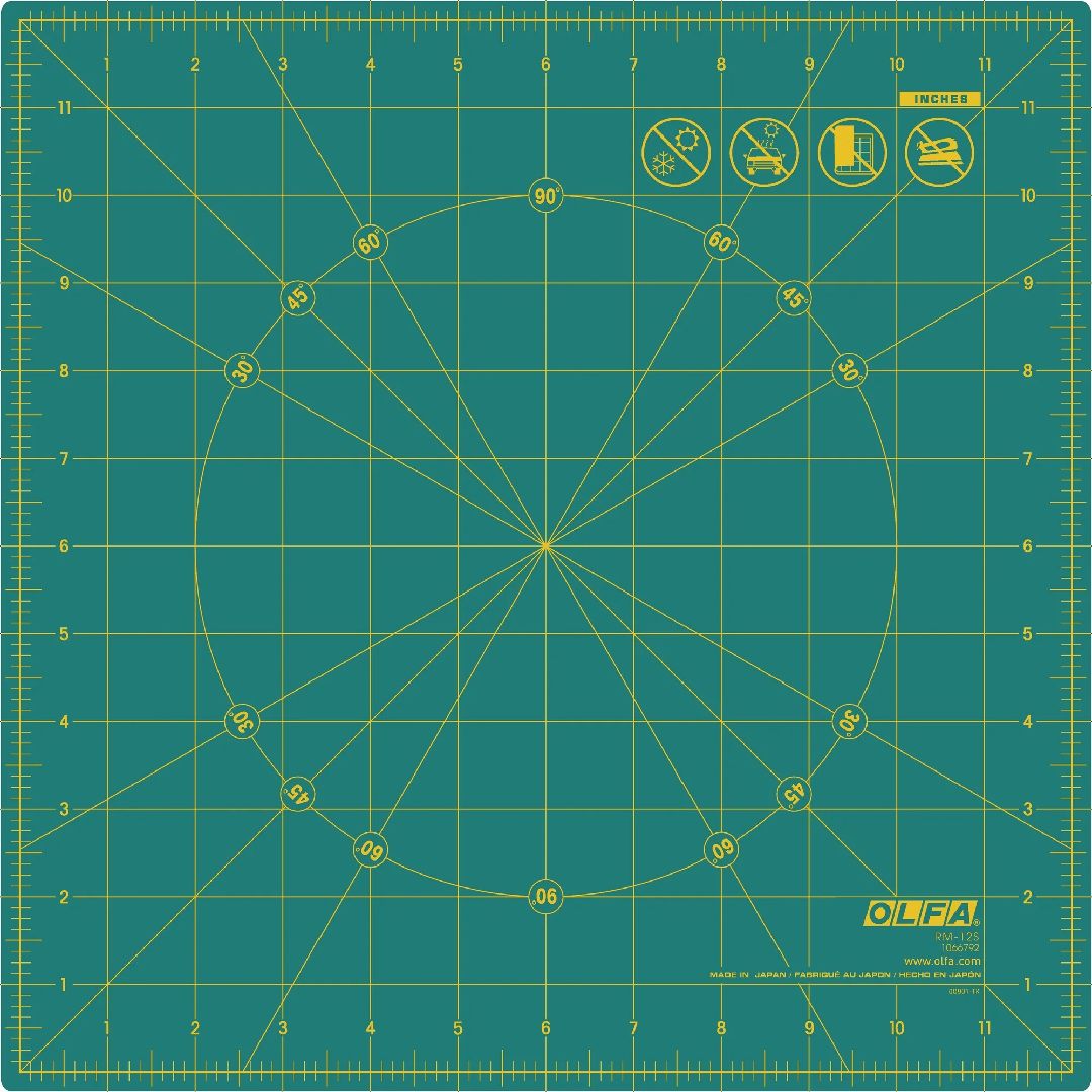 OLFA RM-12S 12x12" Rotating Rotary Cutting Mat (1) - Click Image to Close