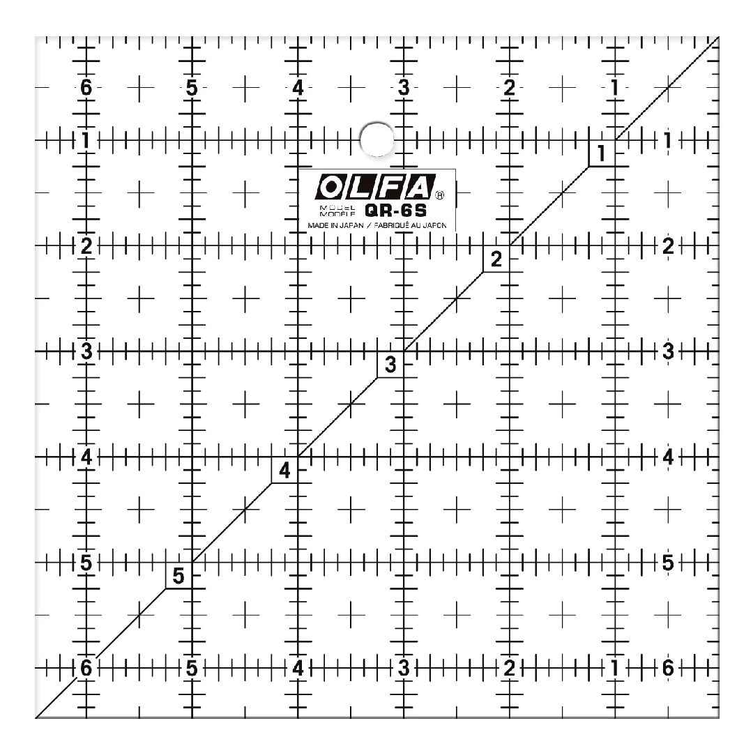 OLFA QR-6S 6 1/2" Square Frosted Acrylic Ruler (1) - Click Image to Close