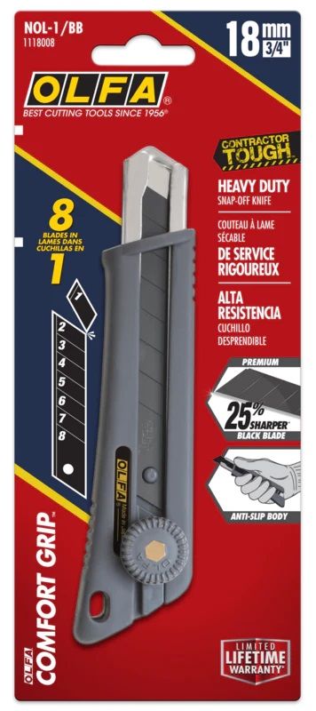OLFA 18mm NOL-1/BB Rubber-Grip Auto-Lock Utility Knife (1) - Click Image to Close