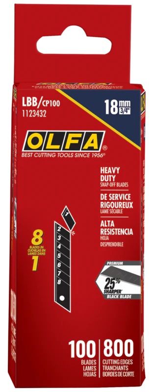 OLFA 18mm LBB/CP100 Black Snap Blades (100 Blades per Pack)-4 Pk - Click Image to Close