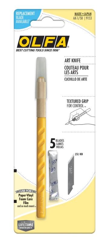 OLFA AK-1/5BR Art knife w/ 5blades (Pro retail pkg) - 6 Pack