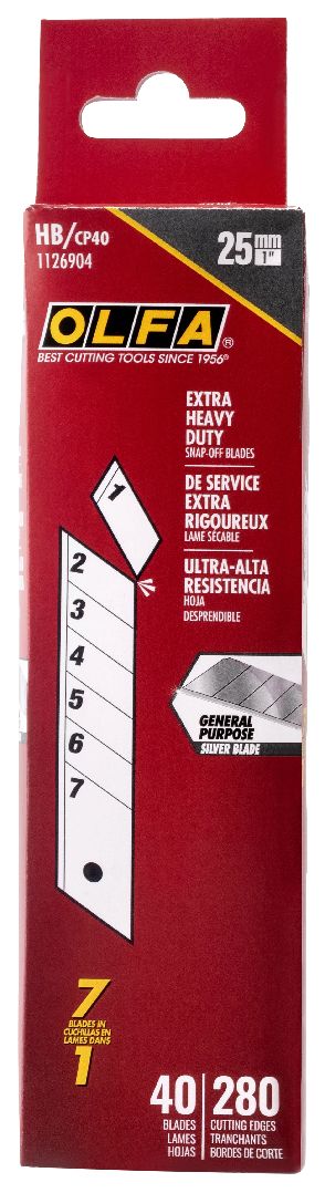 OLFA 25mm HB/CP40 Snap Blades (40 Blades per Pack) - 4 Pack - Click Image to Close