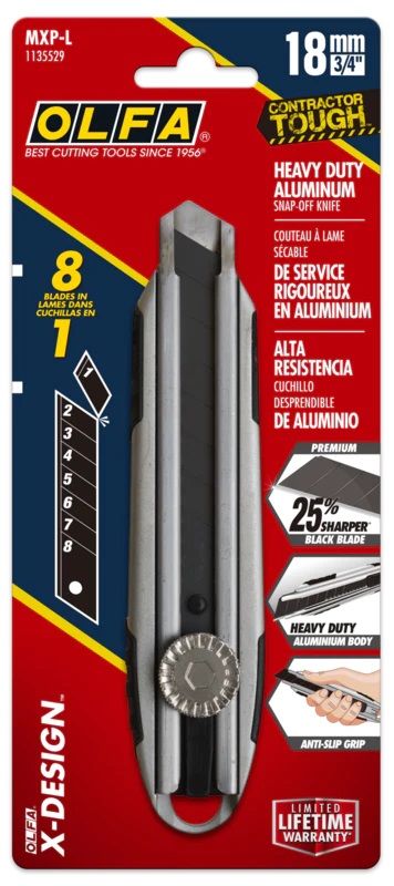 OLFA 18mm MXP-L Die-Cast Aluminum Handle Ratchet Knife (1) - Click Image to Close