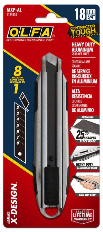 OLFA 18mm MXP-AL Die-Cast Aluminum Handle Auto-Lock Knife (1) - Click Image to Close