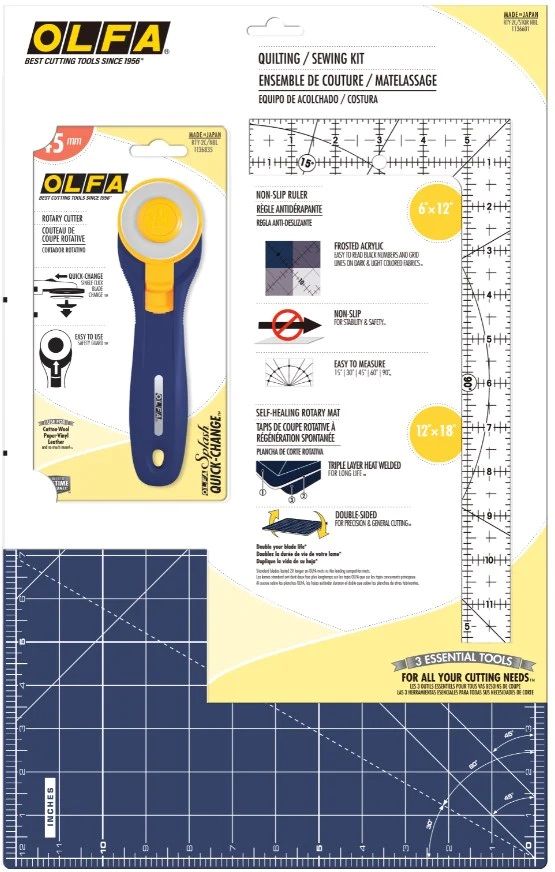OLFA RTY-2C STQR NBL Quilting/Sewing Kit, Navy - 6 Pack - Click Image to Close