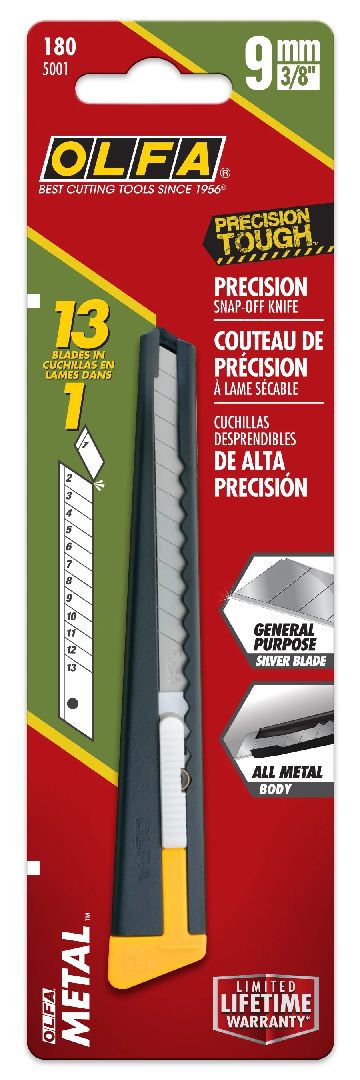 OLFA 9mm 180 Metal Precision Knife (1) - 6 Pack - Click Image to Close