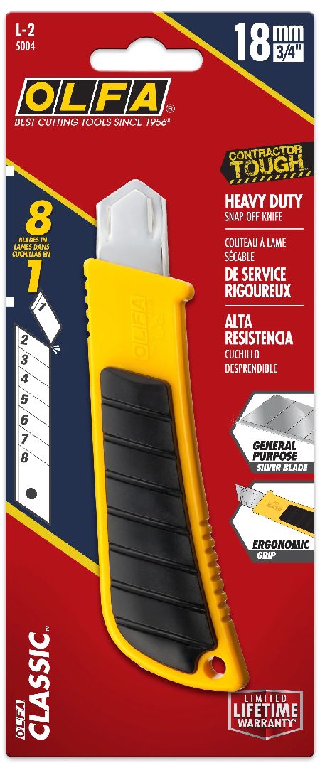 OLFA 18mm L-2 Rubber Inset Utility Knife (1) - Click Image to Close