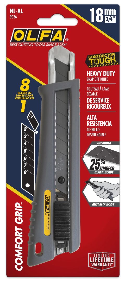 OLFA 18mm NL-AL Rubber-Grip Auto-Lock Utility Knife (1)