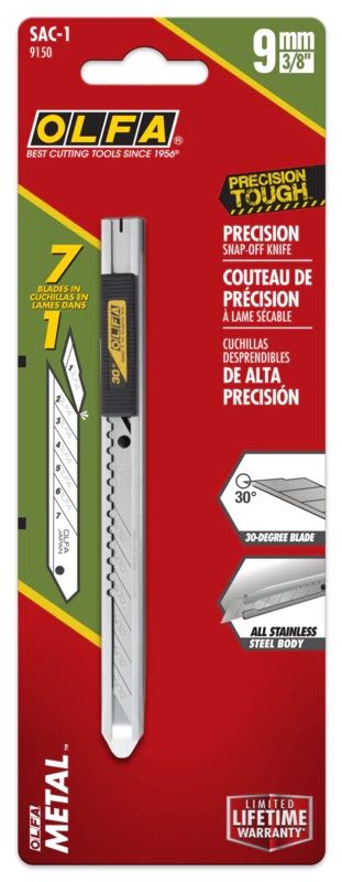 OLFA 9mm SAC-1 Stainless Steel Graphics Knife (1) - 6 Pack - Click Image to Close