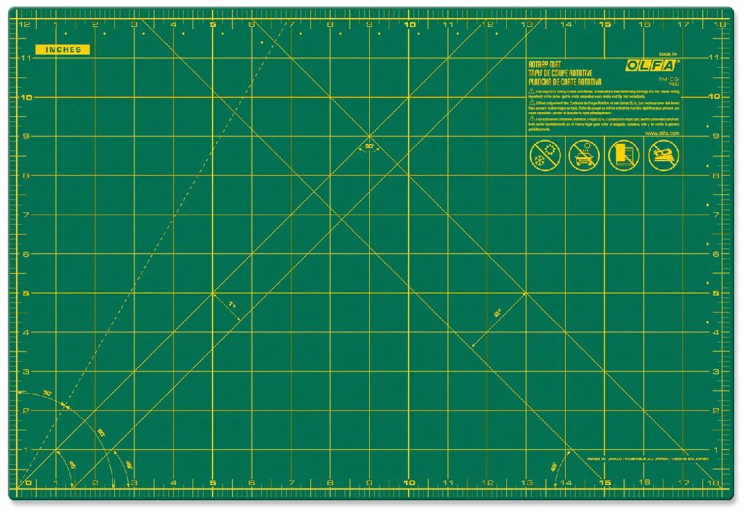 OLFA RM-CG 12x18" Double Sided Rotary Mat (1) Green
