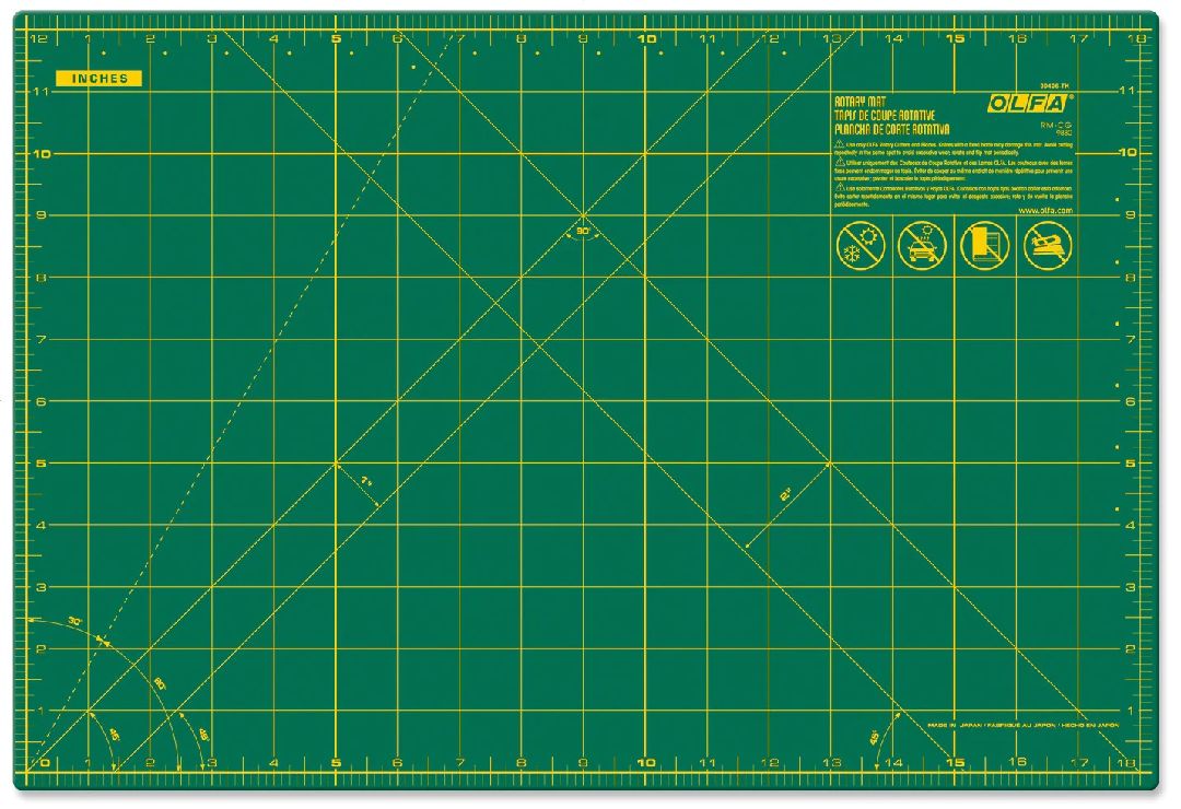 OLFA RM-CG 12x18" Double Sided Rotary Mat (1) Green - Click Image to Close