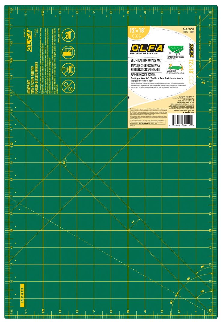 OLFA RM-CG 12x18" Double Sided Rotary Mat (1) Green - Click Image to Close