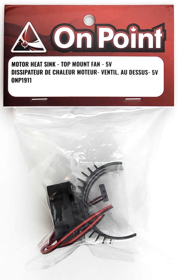On Point Motor Heat Sink - Top Mount Fan - 5V with JR Connector - Black