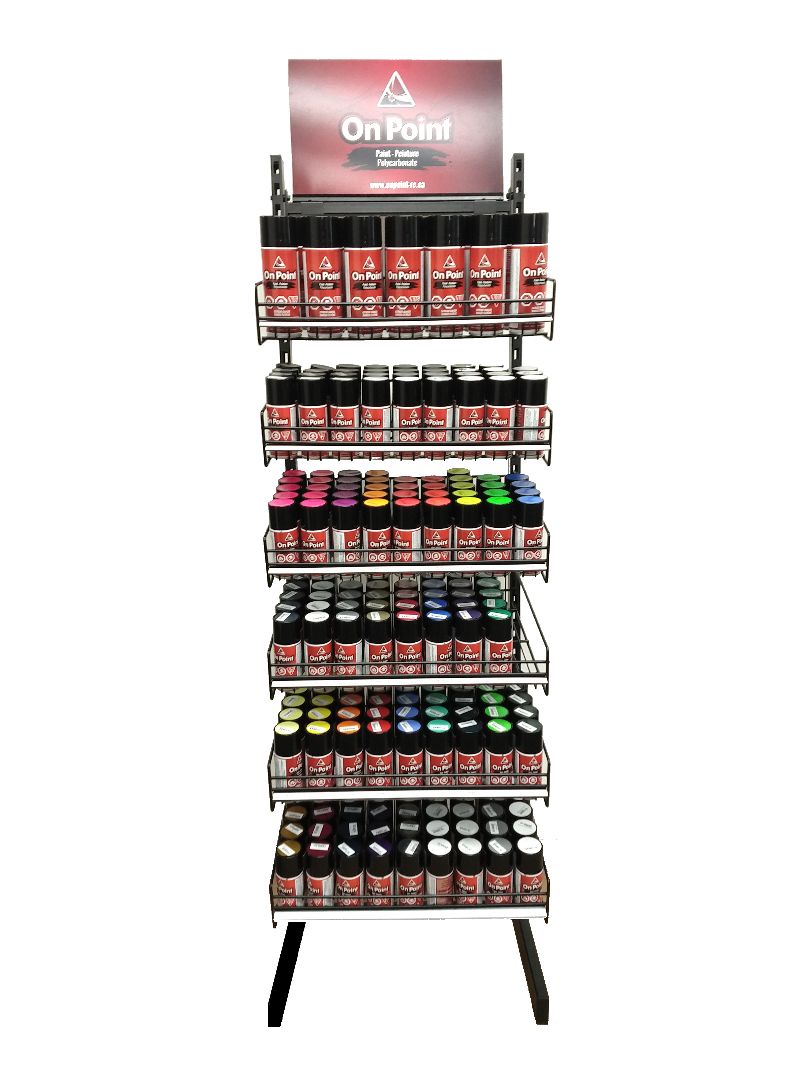 On Point Paint Rack Fully Stocked - Polycarbonate (258 Cans) - Click Image to Close