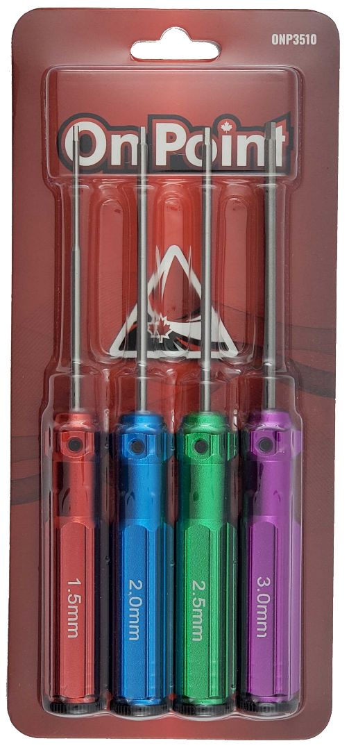 On Point Hex Screwdrivers (4) Size: 1.5mm, 2.0mm, 2.5mm, 3.0mm - Multi color